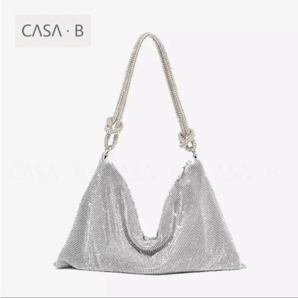 5⭐️CASA B| MINI Rhinestone Mesh Knotted Shoulder Bag - Picture 1 of 8